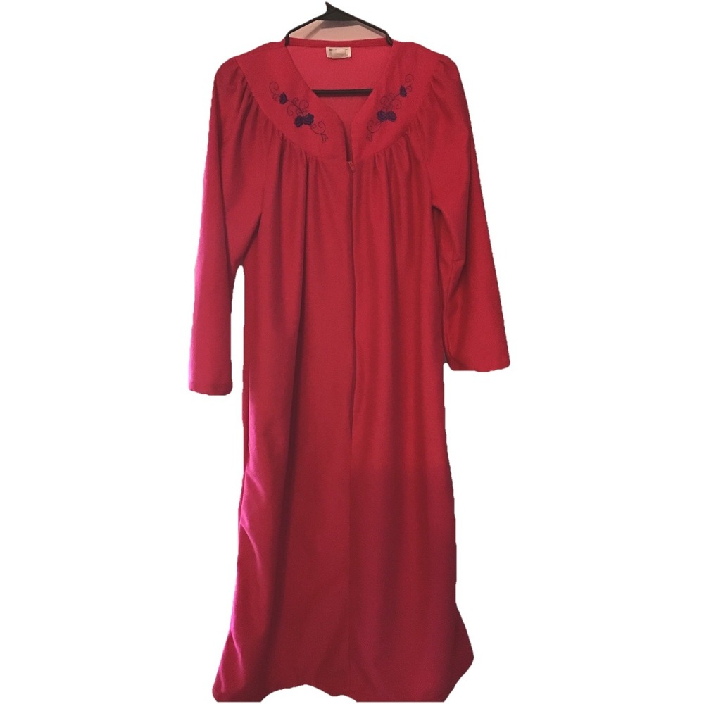Vintage Kelly Reed Zip Up Granny Core Housecoat Robe Nightgown Pink Size Small